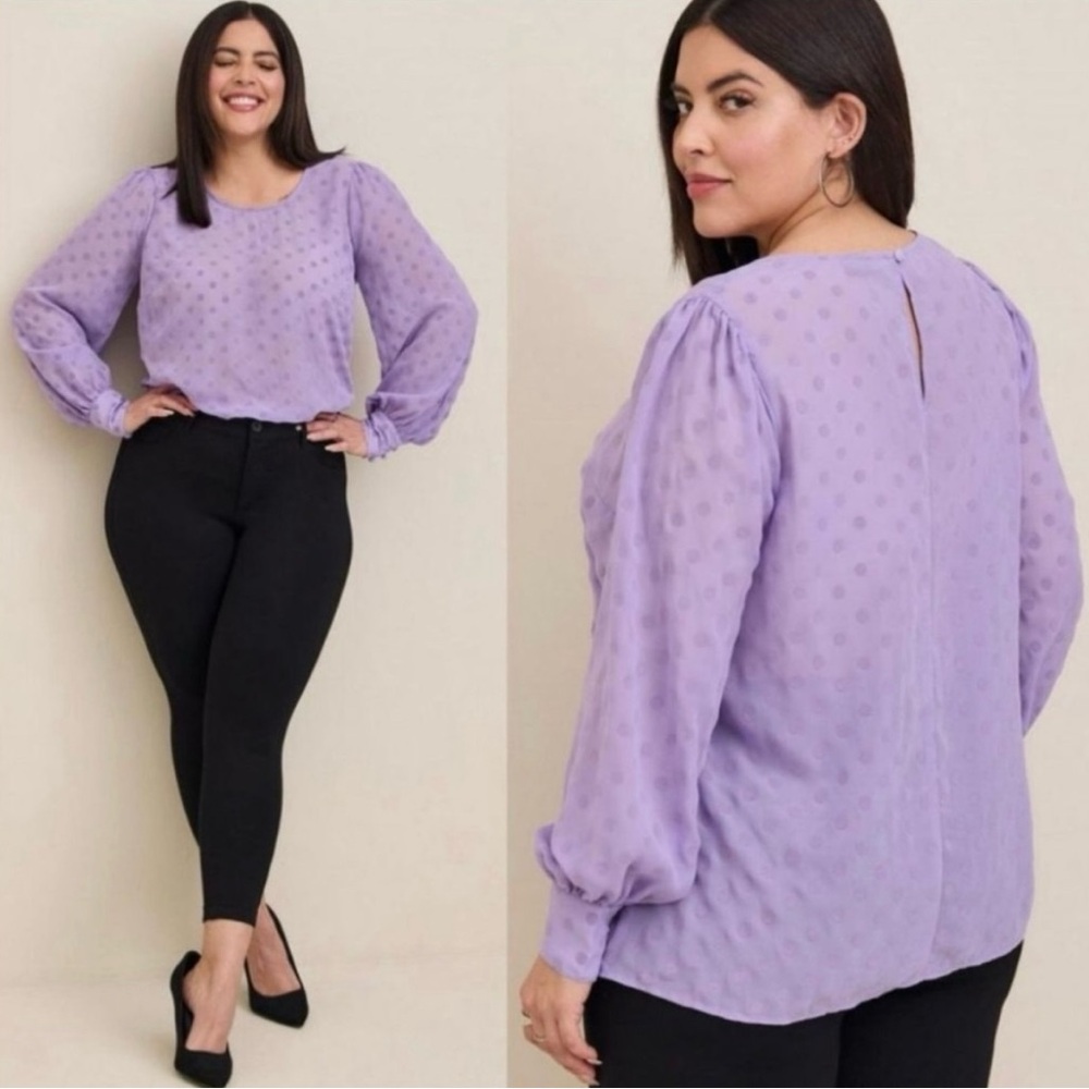 Lavender Polka Dot Blouse - Picture 3 of 7